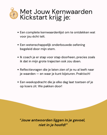 Kernwaarden Kickstart - audio coachingsessie + werkboek